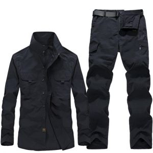 Spring and Summer New Men's Quick-drying Trousers Large Size Outdoor Quick-drying Waterproof Shirt Trousers Suit Men's O