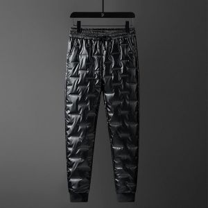 Men's Winter Outdoor Down Pants Men Solid Parsimony Versatile Windproof Keep Warm Pants Duck Down Thicken Waterproof Trousers