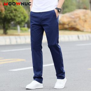 Men's Casual Pants 2021 Spring Streetwear Cargo Trousers Male Straight New Cotton Fashion Long-Length Fit Plus Size 40 MOOWNU