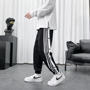 Autumn Basktetball Pants Men Side Openning Gym Pants Oversized Fashion Sportwear Men Trousers With Bottons Hip Hop Joggers