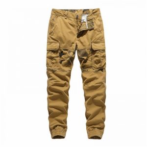 Men's Casual Pants Pure Cotton Loose Straight Leg Overalls Fashion Sports Camouflage Multi-Pocket Printing Trousers