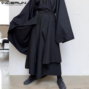 all in one place בגדי גברים INCERUN Mens Wide Leg Pants Solid Joggers Streetwear Elastic Waist 2021 Irregular Skirts Trousers Men Loose Punk Pantalon S-5XL