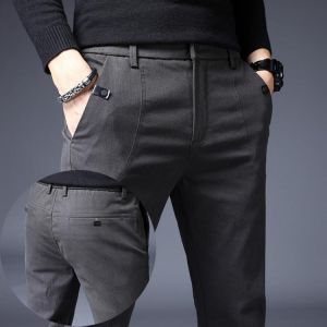 2020 New Men's Pants Slim Casual Pants Full Length Fashion Business Stretch Trousers Male Brand Pants Black Blue Pantalones