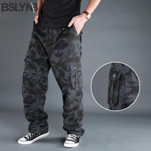 Fashion Men's Cargo Pants Military Pockets Tactical Pants Mens Outwear Straight Slacks Long Trousers Overalls Large Size 44