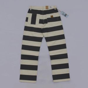 BOB DONG 2021 New Prisoner Striped Motorcycle Pants Vintage 16oz Biker Trousers