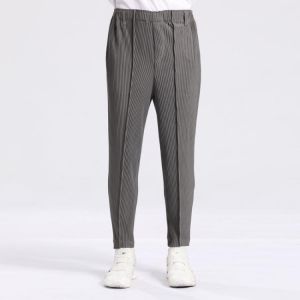 IEFB Japanese Streetwear Fashion Pleated Casual Pants Men's Spring Summer 2021 New Slim Elastic Waist Solid Color Trouers 9Y6