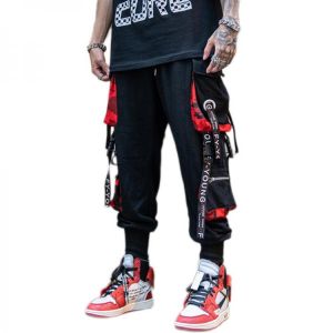 GODLIKEU Hip Hop Joggers Men Letter Ribbons Cargo Pants Pockets Tactical Casual Male Trousers Sweatpants Sport Streetwear