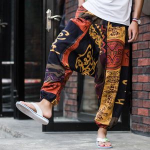 Men Women Baggy Harem Pants Hip hop Joggers Causal Loose Trousers Aladdin Crotch Wide Leg Cotton Linen Pants Pantalones Hombre