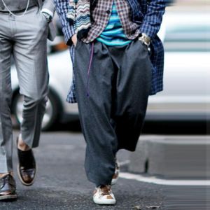 Men's Casual Pants Straight Pants Street Shooting Fashion Youth Winter New Large Wide Leg Pants Wool Loose Capri Pants
