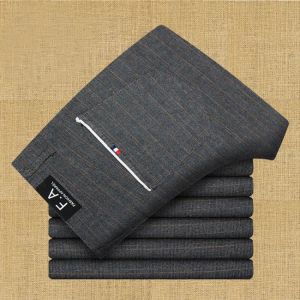 Pants Men Autumn Spring Business Casual Trousers Personality Brand Clothing Mens Long Straight Cotton Male Regular Full Length