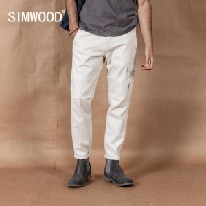 SIMWOOD 2021 Cargo Pants Men Pinstriped fashion Hip Hop Streetwear straight style trousers plus size brand clothing 190423