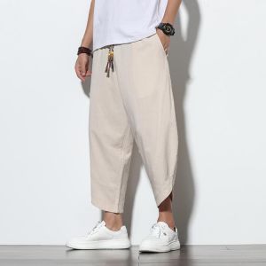 Men 2021 Autumn Ankle-length Pants Solid Harem Pants Mens Casual Hip Hop Korean Style Joggers Male High Street Clothes Trousers