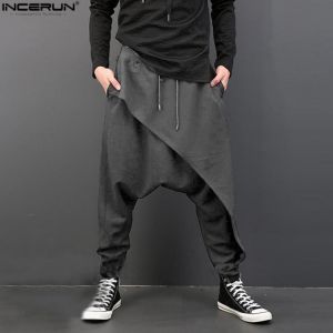 INCERUN Men Deep Crotch Trousers Joggers Harem Men Pants Elastic Waist Loose Baggy Casual Plus Size Brand Clothing Hombre 2020