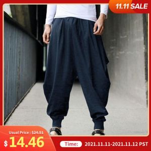 INCERUN 2021 Cotton Harem Pants Men Japanese Loose Joggers Trousers Mans  Cross-pants Crotch Pants Wide Leg Baggy Pants Men