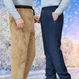 Men's Winter Super Warm Pants Double Layer Classic Cargo Wool Thicken Baggy velvet Pants Fleece Cotton Trousers For Men Jogge