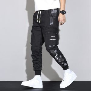 Spring Summer Multi-Pockets Camouflage Patchwork Men's Fashion Cargo Jogger Pants Streetwear Casual Trousers