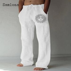 2021 Men's Stand Pocket Casual Linen Pants Drawstring Loose Trouser Plus Size 3xl Mens Fashion Hip Hop Sweatpants Men Streetw