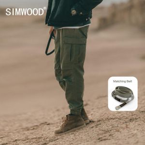 SIMWOOD 2021 Autumn Winter New Cargo Pants Men Fashion Ankle-length Multi-Pockets Hip Hop Streetwear  100% Cotton Trousers