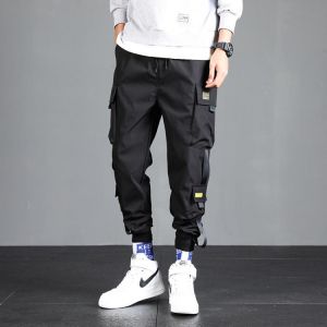 2021 Ribbons Harem Joggers Men Cargo Pants Male Harajuku Fashion Trousers Streetwear Hip Hop Casual Pockets Track Pants S-5XL