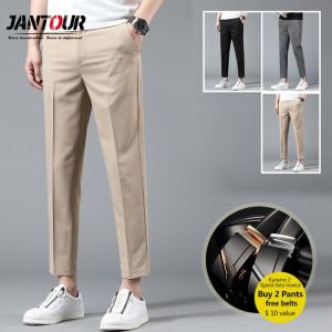 2021 Brand Ankle-Length Pants Men High Quality Straight Fit Mens Business Joggers Suits Pant Khaki Stretch Casual Trousers Male