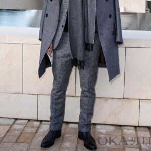 Men's Woolen Casual Pants Cashmere 2021 Autumn Winter Fashion Slim Fit Small Straight Tube Thickened Gray Wool Tweed Pants