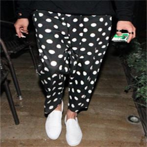 all in one place בגדי גברים 28-42 Men's Summer 9-point Pants Loose Black Black Black Polka Dot Casual Pants Performance Stage Wear Trendy DS Trendy Men&#