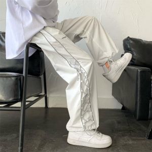 Streetwear White Cargo Pants Men Wide Pants Harajuku Loose Sweatpants Fashion Joggers Skateboard Pants Techwear 2021 Fashion New