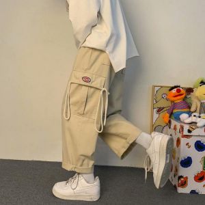 Spring and summer overalls men's trendy Korean loose straight pants streetwear hip hop pantalon hombre 2021