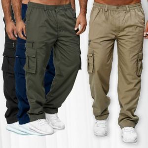 Autumn New Men's Leisure Multi Pocket Loose Straight Overalls Outdoor Pants Fitness Pants  Jogging Pants Men