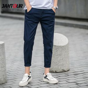 jantour Spring summer New Casual Pants Men Cotton Slim Fit Chinos Ankle-Length Pants Fashion Trousers Male Brand Clothing 27