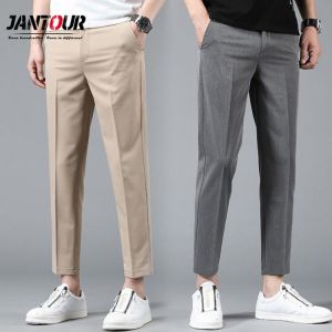Jantour Brand Business Suit Pants Men Casual Formal Slim Fit Spring Summer Male Classic Office Ankle Length Straight Trousers