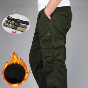 Winter Thick Pants Men Double Layer Fleece Cashmere Overalls High Quality Men's Camouflage Trousers Warm Military Cargo Pants