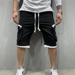 Men Knee-length Cotton Shorts Men's Loose Short Trousers Fitness Bodybuilding Joggers Durable Summer Shorts Pants Sportswear