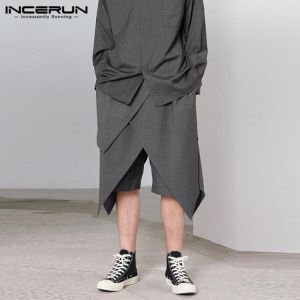 INCERUN Summer Fashion Men Shorts Personality 2021 Joggers Pockets Elastic Waist Irregular Shorts Men Streetwear Casual Trousers