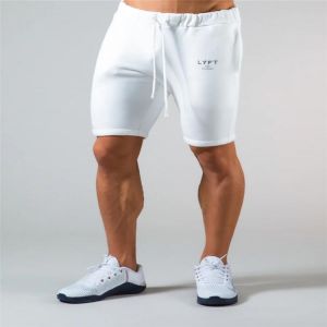 all in one place בגדי גברים White Shorts Men&#x27;s Running Sports Shorts 100% Cotton Printed Slim-Fit Casual Shorts New Summer Men&#x27;s Exercise Gym Fitnes