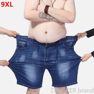 Extra large size men's denim shorts oversized men's elastic waist knee length summer loose shorts men plus size 9XL 8XL 