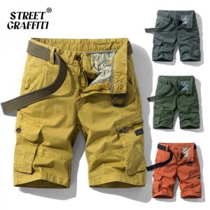 2021 New Spring Summer Men Cargo Shorts Cotton Relaxed Fit Breeches Bermuda Casual Short Pants Clothing Social Cargo Short Men