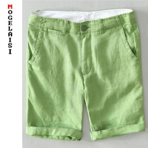New summer 100% linen shorts men solid Comfortable casual shorts Straight Button Waist shorts bermuda Asian size 1921