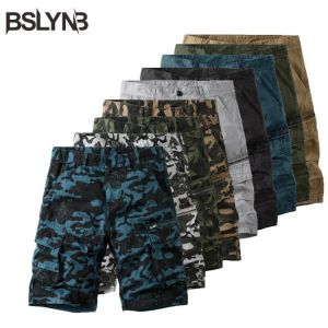 Fashion Mens Summer Casual Cargo Shorts Men Cotton Camouflage Short Overalls Trousers Men Multi Pocket Short Pants
