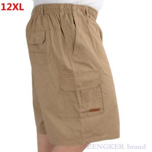 Summer plus size shorts cotton shorts high waist fat pants men's pockets with zipper beach pants 9XL 10XL 11XL 12XL