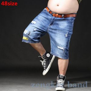 Summer new plus size XL men's denim shorts old hole retro loose big guy men  6xl 7xl  mens casual shorts