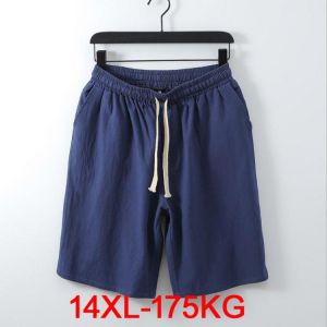 Men Big Shorts Plus Size 11XL 12XL 13XL 14XL 15XL Summer Linen Large Stretch Sports Casual Loose 60 Black Shorts