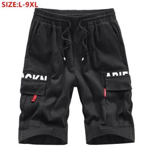 Cargo Shorts Men Cotton Mens Summer Man Black Plus Size 6XL 7XL 8XL 9XL Loose Casual Male Pocket Elastic Blue Stretched Short