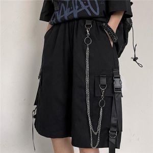 Men's Shorts Hot 2021 Summer Casual Fashion Style Boardshort Bermuda Male Drawstring Elastic Waist With Chain Beach Shorts Me