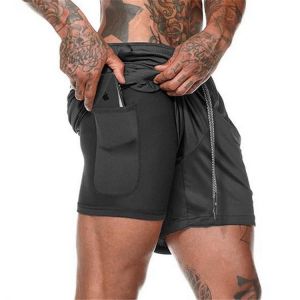 NEW Men's Running Shorts Mens 2 in 1 Sports Shorts Male double-deck Quick Drying Sports Men Shorts Jogging Gyms Shorts