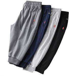 Summer Zip Pockets Sweatshorts Men Sportswear Short Breeches Jogger Pants Capris Male Solid Cotton Casual Shorts Plus Size 8XL