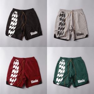 Streetwear RHUDE Racing track Printing Beach Shorts Men Women 1:1 High Quality Summer Mesh Breechcloth Mesh Lining RHUDE Shorts