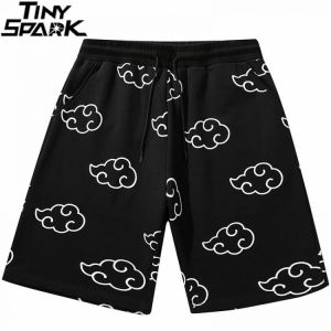 Hip Hop Streetwear Shorts Cloud Print Jogger Shorts 2021 Men Harajuku Cotton Casual Sweat Pants Summer Track Short Sweatpant