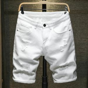 2020 Summer New Men's Ripped Denim Shorts Classic Style Black White Fashion Casual Slim Fit Short Jeans Male Brand