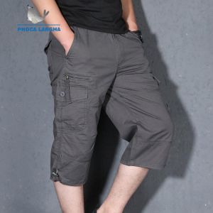 New Cargo Shorts Men Summer Casual Multi-pocket Shorts Masculino Men Overall Military Solid Short Trousers Plus Size S 5XL